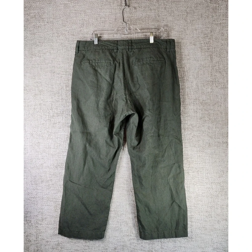 NN07 Pants Aden 100% Linen Straight Leg Trouser Mens 36x26 Olive Chino Pants